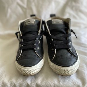 Kids black leather converse